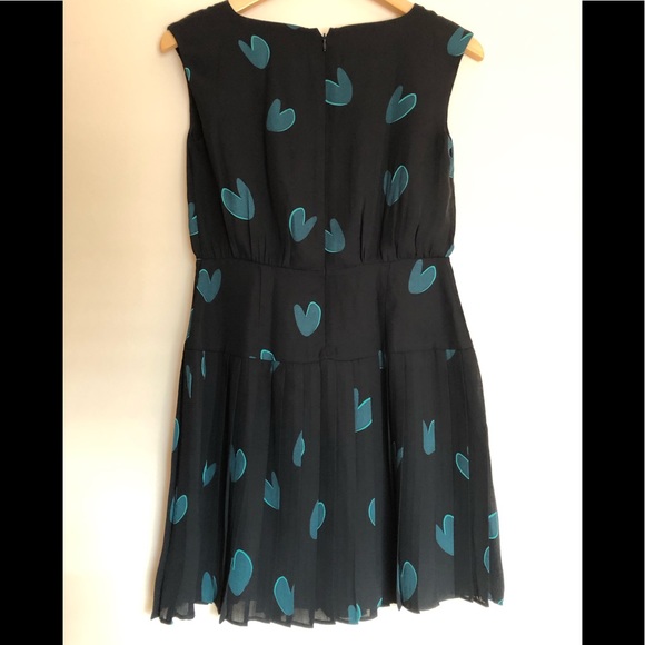 LOFT BLACK GREEN HEART PRINT SLEEVELESS DRESS Sz0P - Picture 8 of 14